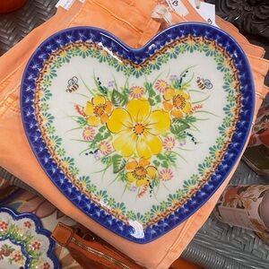 Unikat Polish Pottery Heart Plate